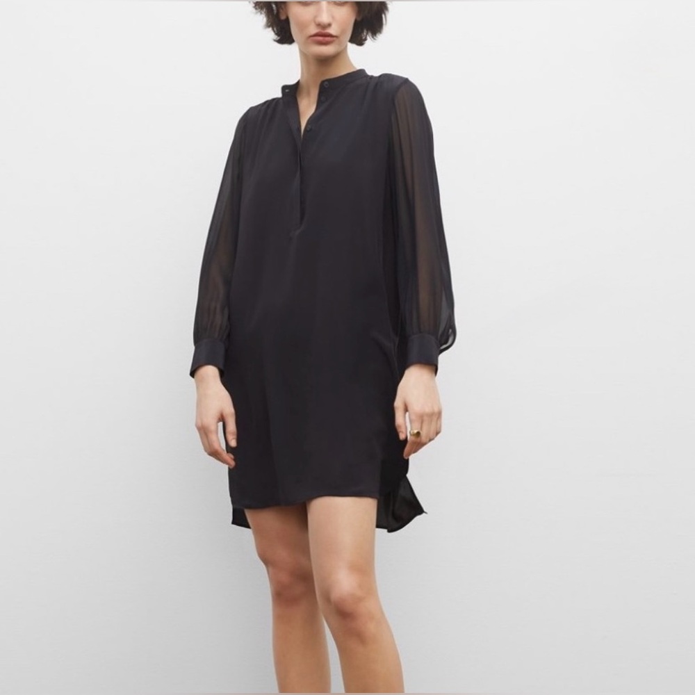 Club Monaco Black Long-Sleeve Mini Dress